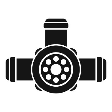 Su türbininin boruları bağlayan basit bir simgesi, temiz enerji üretmek için hidroelektrik santrallerinde kullanılır.