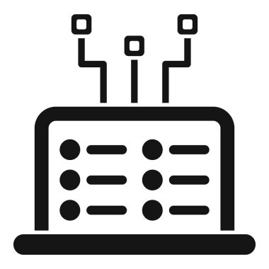 Bu vektör simgesi, veri sinyalli bir dizüstü bilgisayar kullanarak büyük veri analizi kavramını temsil eder.