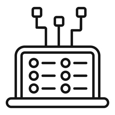 Bu simge, birkaç veri bloğunu birbirine bağlayan bir engelleme zincirini işleyen bir bilgisayarı temsil ediyor