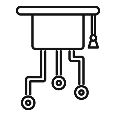 Devrelerle bağlantılı bu mezuniyet şapkası simgesi çevrimiçi eğitim kavramını temsil ediyor
