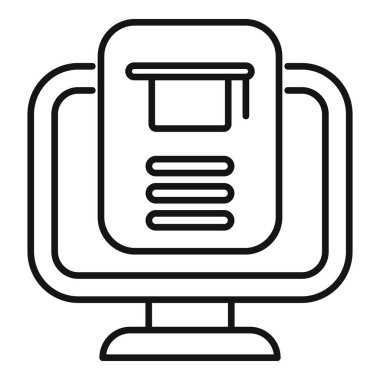 Bu simge, mezuniyetle sonuçlanan çevrimiçi eğitim kavramını temsil ediyor