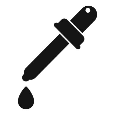 Bir pipetin basit vektör simgesi bir damla sıvı bırakıyor