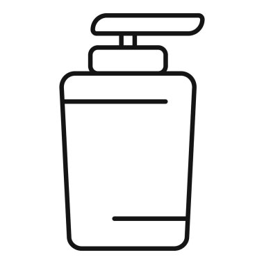 Plastik bir kozmetik şişeyi pompa kutusuyla temsil eden basit bir siyah-beyaz vektör simgesi