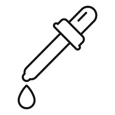 Bir pipet damlatıcısının basit vektör simgesi bir damla sıvı dağıtıyor