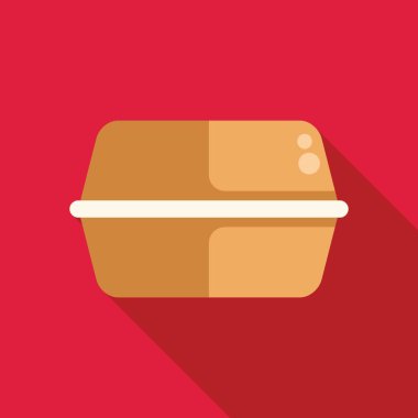 Pembe zemin üzerinde kapalı bir styrofoam fast food konteynırının bu vektör çizimi yemek, paket servis, kolaylık ve daha fazlası ile ilgili projeler için mükemmeldir.