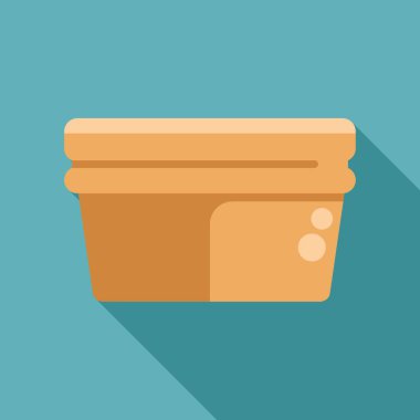 Kapalı bir karton konteynırın basit düz vektör çizimi. Genellikle paket yemek siparişleri için kullanılır.