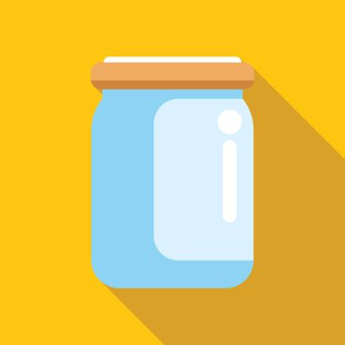 Ahşap kapaklı mavi cam kavanoz sarı arka planda bir gölge bırakıyor.