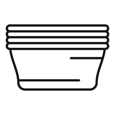 Basit, boş, yuvarlak plastik yiyecek kabı kapağı açık, yemek artıklarını depolamak için kullanılmayı bekliyor.
