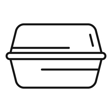 Bir beslenme çantasının basit siyah-beyaz vektör çizimi, gıda veya teslimat hizmetleriyle ilgili projeler için idealdir