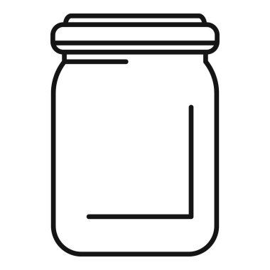 Bu basit çizgi simgesi boş bir cam kavanozu temsil ediyor, gıda depolama, konserve ve ev yapımı ürünlerle ilgili projeler için ideal.
