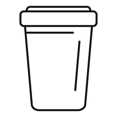 Kahve dükkanlarını, içecekleri ve siparişleri temsil etmek için mükemmel kapaklı bir paket kahve bardağının basit bir sanat simgesi.