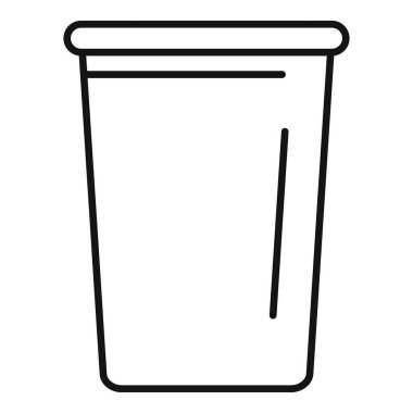 Plastik bardağın kapaklı minimalist çizimi, meyve suyu, soda ya da paket içecek gibi içecekleri temsil etmek için ideal