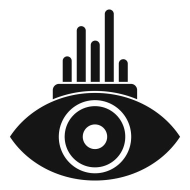 Beyaz arkaplanda izole edilmiş basit bir şekilde büyüyen çubuk çizelgesi simgesine odaklanan insan gözü