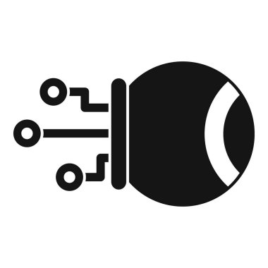 Dijital beyin sistemine bağlanan siber göz için basit biçimli siyah renk vektör simgesi