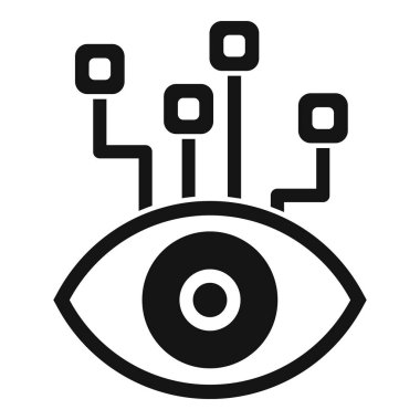 Veri akışlarına bağlı bir gözün basit simgesi, yapay zeka ve makine öğrenimi gibi kavramları temsil eder