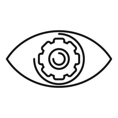 Vizyon işini temsil eden öğrenci olarak dişli mekanizması olan bir göz çizgisi sanat vektör simgesi