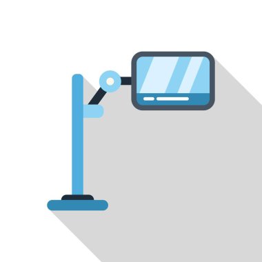 Mavi tıbbi cihaz ekranda duruyor. Hayati belirtileri düz gösteriyor.