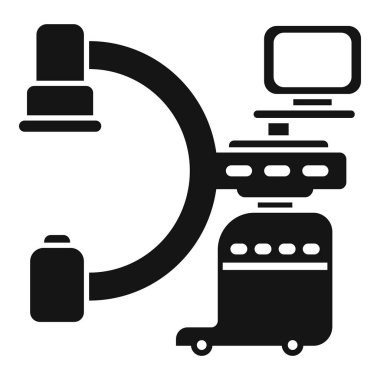 Hastane ve kliniklerde radyografi ve teşhis için kullanılan mobil bir tıbbi x ışını makinesinin simgesi