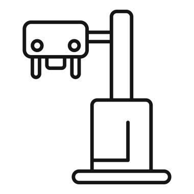 Bir fabrika taşıma hattı üzerinde sensörleri tutan basit bir robot kol simgesi