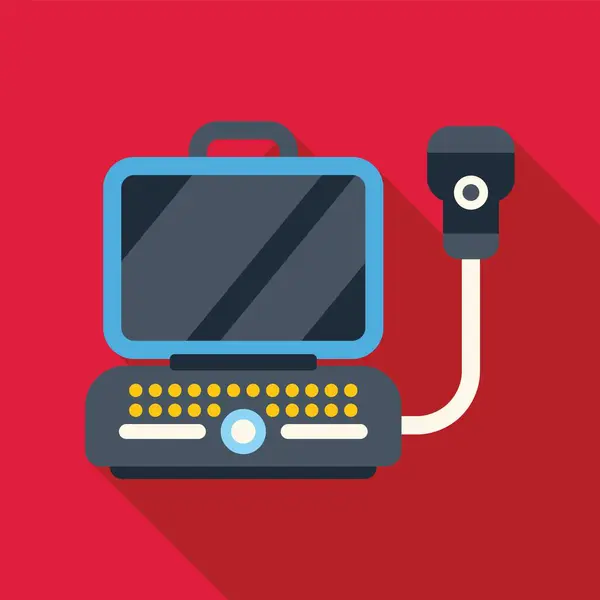 stock vector Ultrasound machine using sound waves for medical imaging diagnosis, sonography transducer