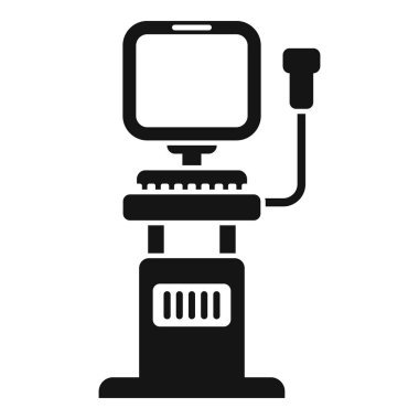 Bu basit vektör simgesi teşhis için kullanılan tıbbi bir ultrason makinesini temsil ediyor.