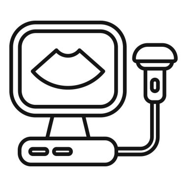 Beyaz arkaplanda izole edilmiş web tasarımı için ekran simgesi vektör anahatlarını gösteren ultrason makinesi