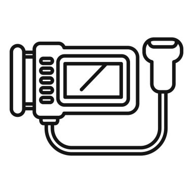 Ultrason makinesi simgesi sonografi tarayıcısını temsil ediyor. Genellikle hamilelik kontrolleri ve tıbbi görüntülemede kullanılır.