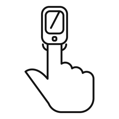 Nabız oksimetresi tutan ve kan oksijeni doygunluğunu ölçen basit bir el simgesi