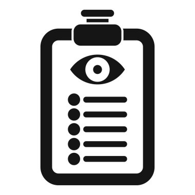 Göz muayenesi için tıbbi kontrol listesinin basit vektör simgesi