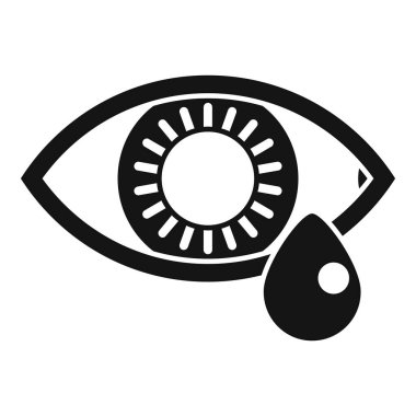 Simple vector icon of a crying human eye, shedding a tear, isolated on a white background clipart