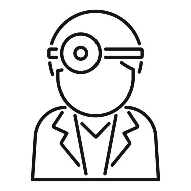 Beyaz arka planda kafa aynası takan bir doktorun basit vektör çizimi