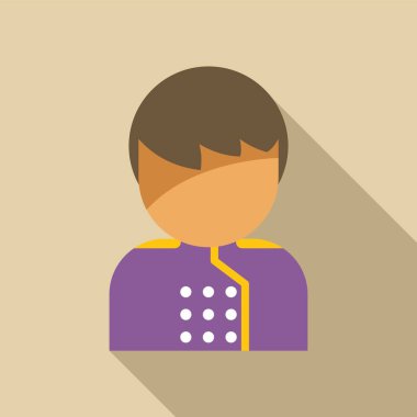 Üniforma giyen genç bir kapıcı karakterinin basit bir çizimi.