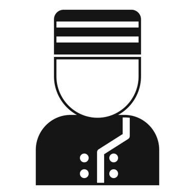 Siyah-beyaz bir bellboy simgesi. Üniformalı ve şapkalı.