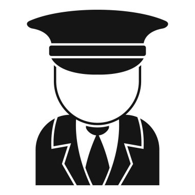 Üniforma giyen bir güvenlik görevlisinin siyah beyaz simgesi.