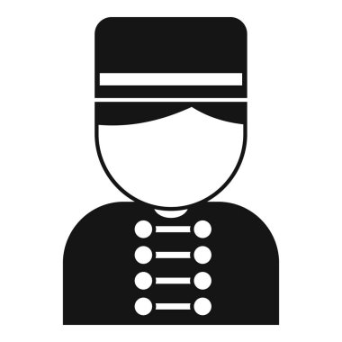 Üzerinde düğmeleri olan simge silueti olan üniformalı bir otel kapıcısı.