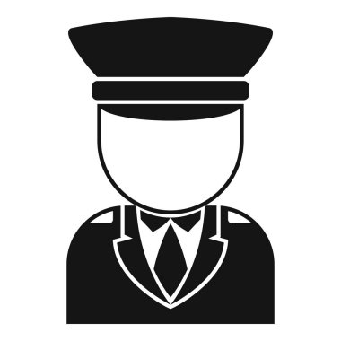 Üniforma ve şapka giyen bir pilotun siyah-beyaz simgesi, Avatar veya profil resmi için uygun