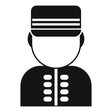 Bu basit vektör ikonu, seyahat sektöründeki konukseverliği ve müşteri hizmetlerini sembolize eden bir otel kapıcısını temsil ediyor.