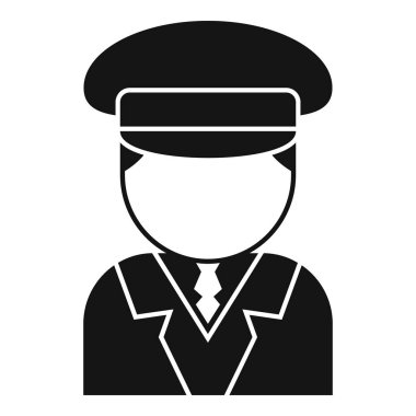 Üniformalı, şapkalı ve kravatlı bir sürücünün siyah-beyaz çizimi yolcuları bekliyor.