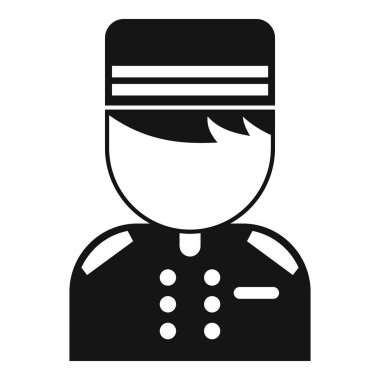 Beyaz arka planda izole edilmiş basit ikon giyinen otel çocuğu.