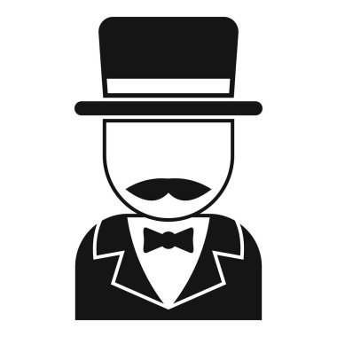 Klasik siyah beyaz simge. Takım elbiseli, papyonlu ve silindir şapkalı bir beyefendi.