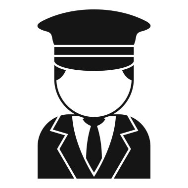 Sürücü, taksi, şapka, üniforma, hizmet, ulaşım, taksi, kişi için siyah katı simge