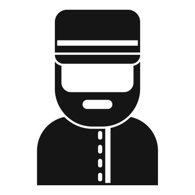 Sınır kontrolünde üniforma giyen sakallı bir göçmen memurunun basit simge vektörü