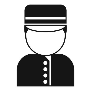 Üniforma giyen bir otel görevlisinin basit siyah beyaz vektörü.