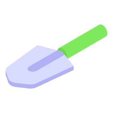 Küçük bir bahçe küreği beyaz bir arka planda yatıyor.