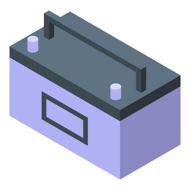 Motorun izometrik simgesini başlatmak için elektrik enerjisi sağlayan şarj edilebilir akü