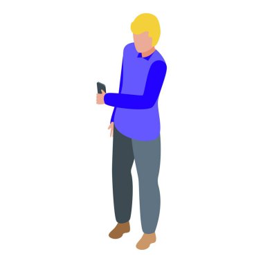 Genç adam ayakta dururken bir elinde akıllı telefon tutuyor.