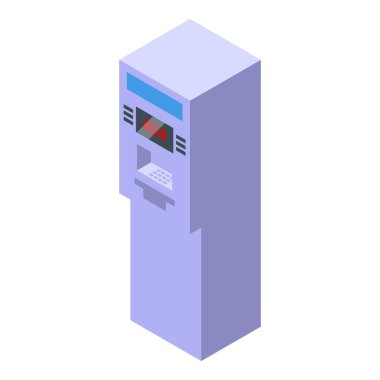 Bir hata iletisi gösteren bir banka ATM 'sini gösteren Isometric biçimi simgesi