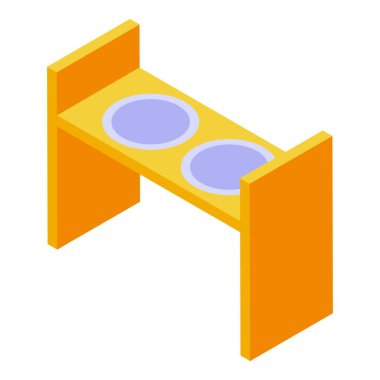 Yemek ve su için iki kase, evcil hayvan bakım ürünleri veya hizmetleri için mükemmel bir ikona sahip çift evcil hayvan kasesi ikonu