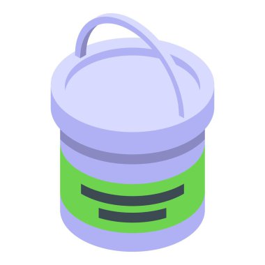 Boya ve vernik ürünleri için izometrik görünümlü kapalı kova