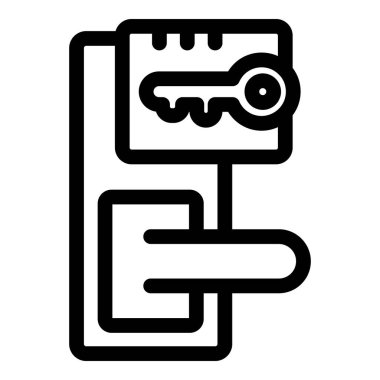 Bu simge bir otel anahtar kartını temsil ediyor. Bir kapıyı açmak için kullanılıyor.